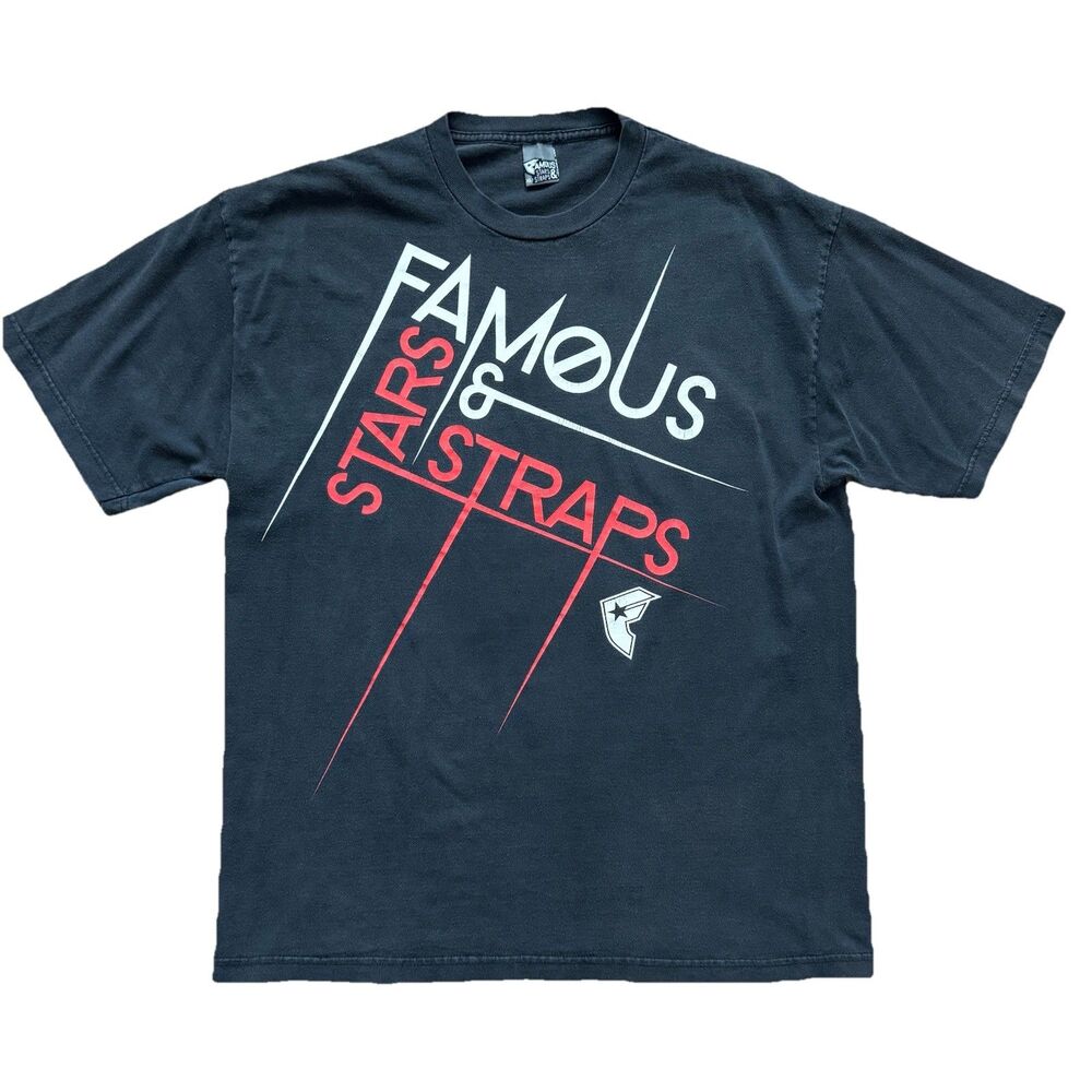 Vintage Y2K Famous Stars & Straps Graphic T-Shirt Black Men’s XL Travis Barker